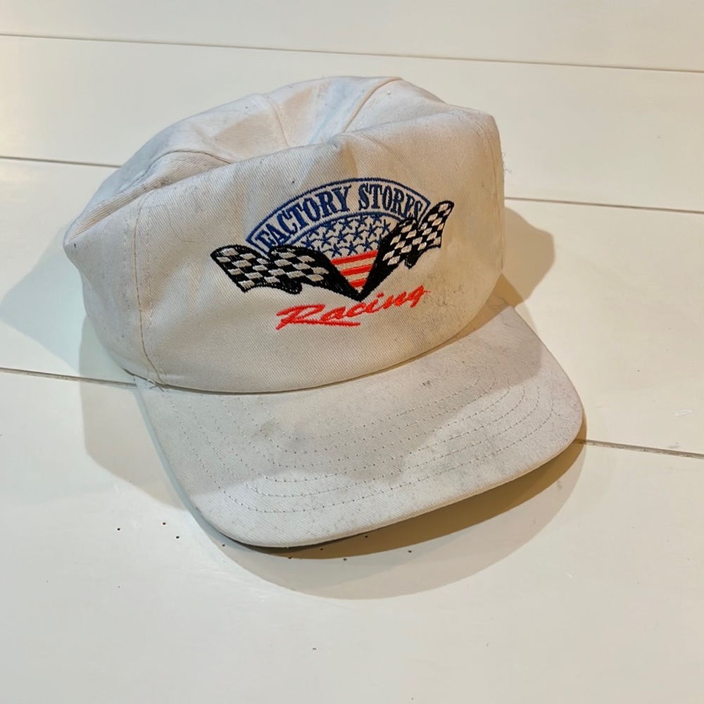 Factory Stores Snapback Racing Hat, White